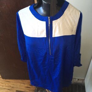 Lane Bryant 18 navy & white color block blouse